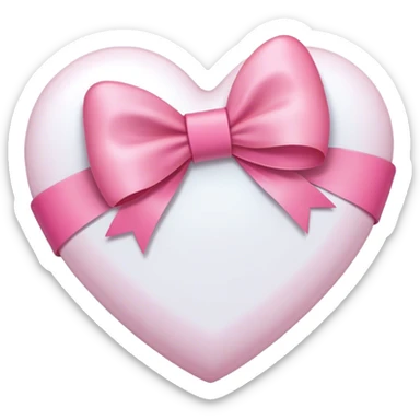 White heart with pink ￼bow sticker
