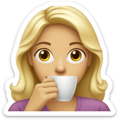 A blonde woman drinking coffee sticker
