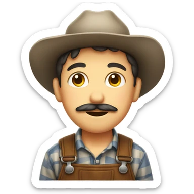 smiling boy with mustache farmer sticker