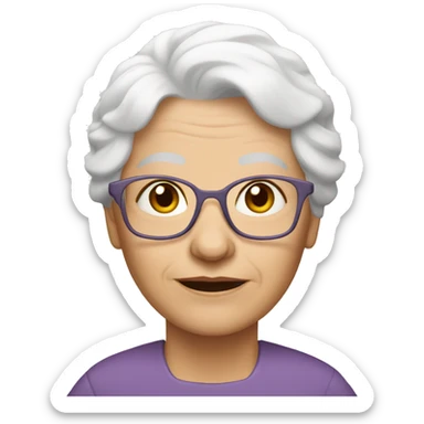 grandma with wite skin and white hair sticker