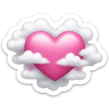 pink heart + cloud sticker