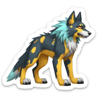  Cool Edgy Colorful Digimon-Fakemon-Wolf with edgy markings full body sticker