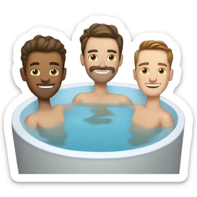 3 white guys in a hot tub and one tan guy  sticker