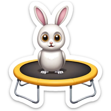 trampoline with rabbit and owl sticker