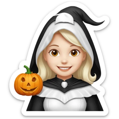 girl with hallowen white costumes sticker