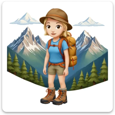 girl back packing mountains background  sticker