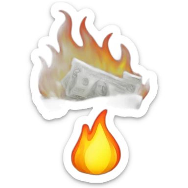 bag of money on fire sticker