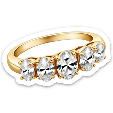 Gold Engagement ring with five oval diamonds same size sticker