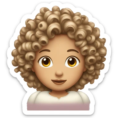 pretty angel with curly hair with heart sticker