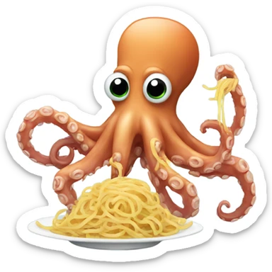 Octopus eating spaghetti  sticker