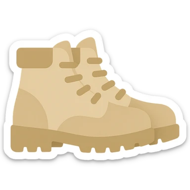 beige hiking boots, flat vector  sticker