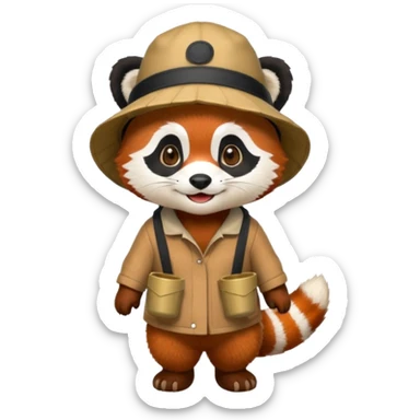 red panda wearing bucket hat, full body sticker