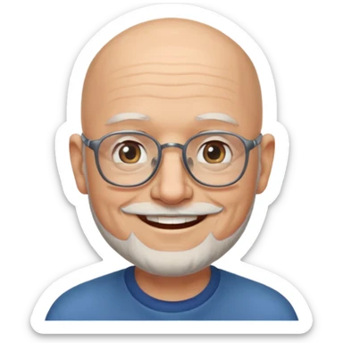 old bald man with short beard and glasses sticker