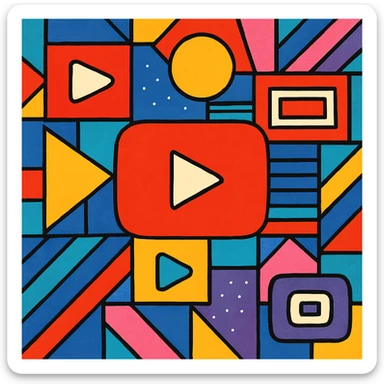background for a YouTube video, bold and colorful, geometric patterns, subtle video icon elements sticker