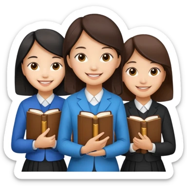 8 asian girls in a group, holding bibles sticker