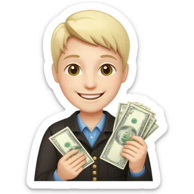 persona feliz con dinero  sticker