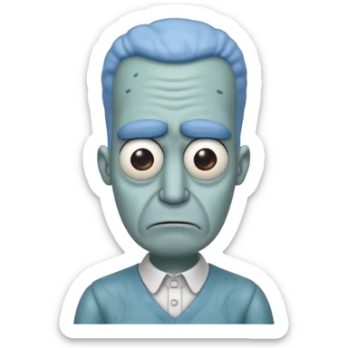 Squidward from spongebob is moody sticker