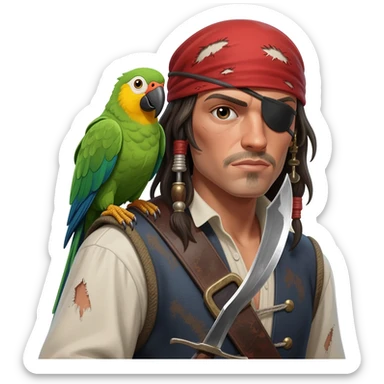 pirate and parrot sticker