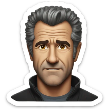 Mel Gibson portrait without smile sticker