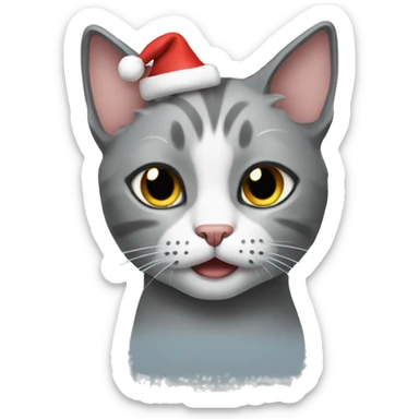 Gray Christmas cat sticker