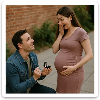 man proposing to his girlfriend and finding out she is pregnant sticker