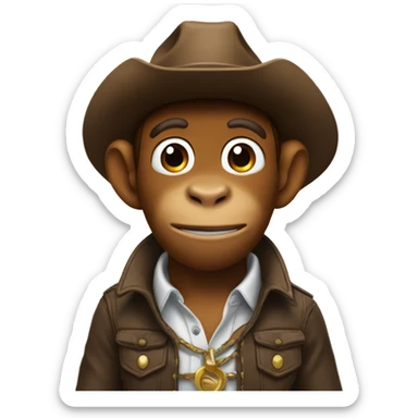 Monkey with a cow boy hat sticker