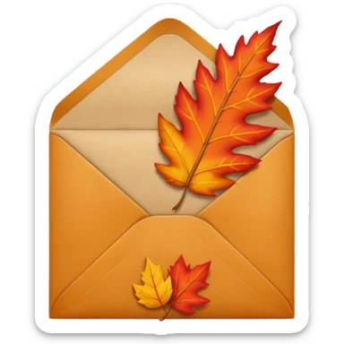 an envelope with leaves inside sticker