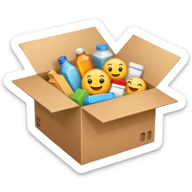 a box with different products sticker
