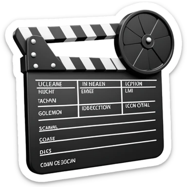 ultra simplified movie clapper with rectangular shapes at 45 degree angle, stripped of all details, pure geometric sticker