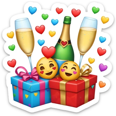 Generate an emojis of all the fun and love in one frame sticker