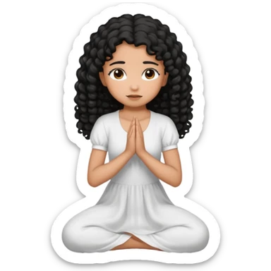 girl praying on knees curls black hair and brown skin sticker