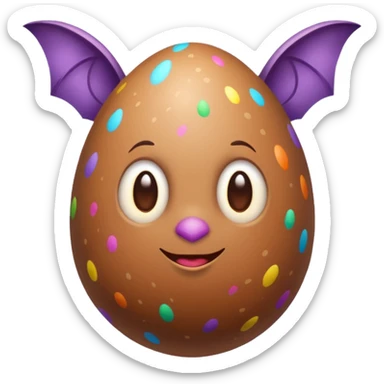 easter egg with bat sticker