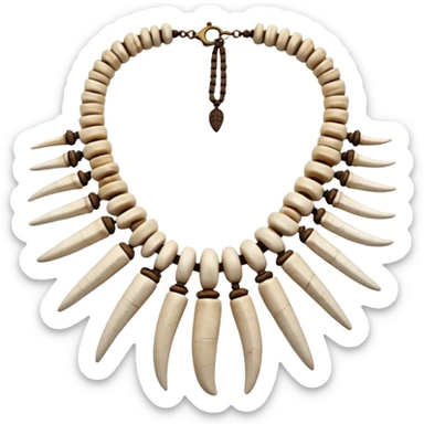 stone age necklace without human skeleton with elephant teeth and animal bones sticker