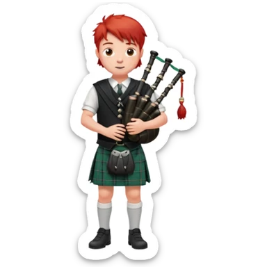 Scotch boy playing bag pipe full body sticker