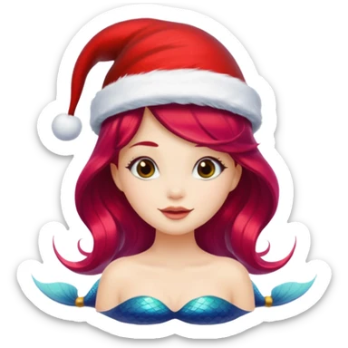 mermaid with christmass hat sticker