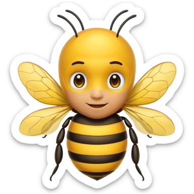Convert this into a cute emoji-style bee with a human male face. Use bold outlines, bright colors, smooth shading, and a clean glossy sticker look. Transparent or white background. sticker