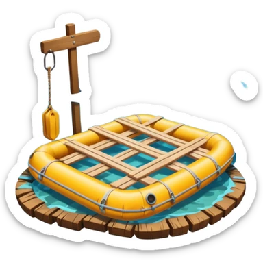 A raft underwater sticker
