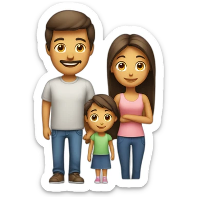 Family with 4, father, mother, teenager boy, small girl sticker