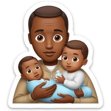 Diddy with baby oil and a baby sticker