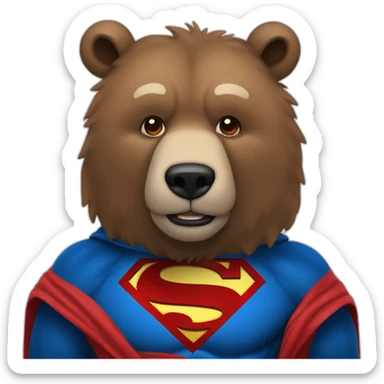 Grizzlybear wearing superman suit sticker