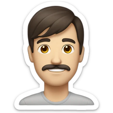 brunette with mustache skinny tall guy sticker