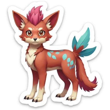 Vibrant Male cute cool anime-styled Falvie-Fionbri-fantasy-creature-Fakémon-Pokémon, full body, with random markings sticker