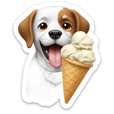 A dog eating ice cream sticker