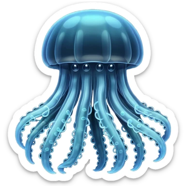 Black jellyfish with two tentacles spreading out sticker