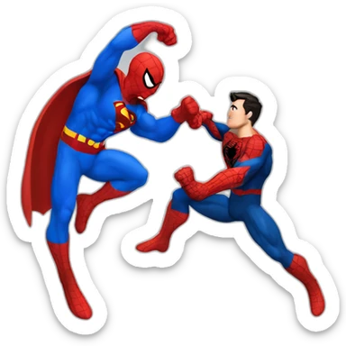 Spider-Man and Superman fighting sticker
