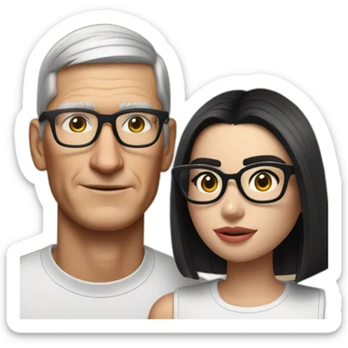 Tim Cook and dua lipa with eyeglasses sticker