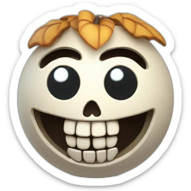 3d sphere with a cartoon Wither Skeleton skin texture with big calm eyes sticker