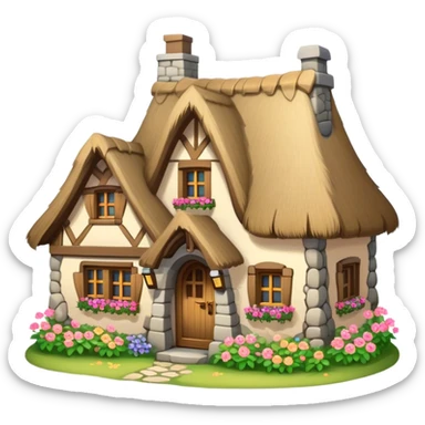 Cozy Fantasy cottage with flowers sticker