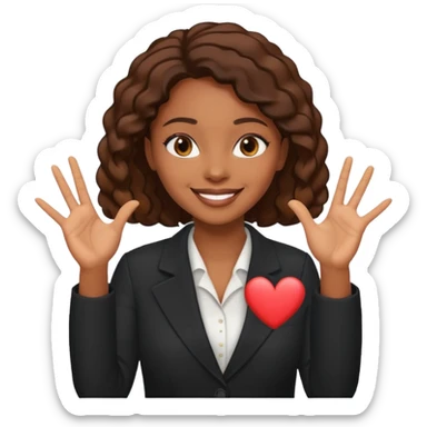 Black woman lawyer making hand hearts sticker