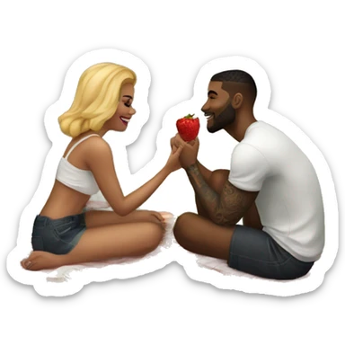 Romantic picnic date for beautiful tattooed couple sticker